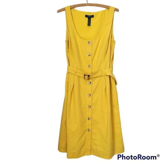 Lauren Ralph Lauren Dresses & Skirts - Lauren Ralph Lauren Size 10 Bright Yellow Summer Tank Top button up Dress - Belt